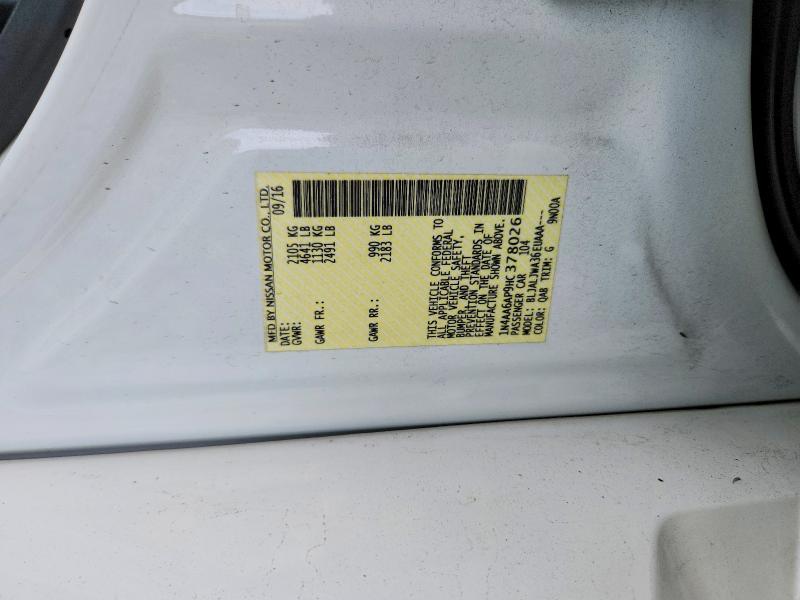 58754376 :رقم المزاد ، 1N4AA6AP9HC378026 vin ، 2017 Nissan Maxima مزاد بيع