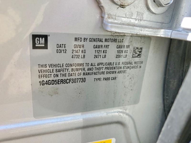 2012 Buick Lacrosse მანქანა იყიდება აუქციონზე, vin: 1G4GD5ER8CF307730, აუქციონის ნომერი: 58039376