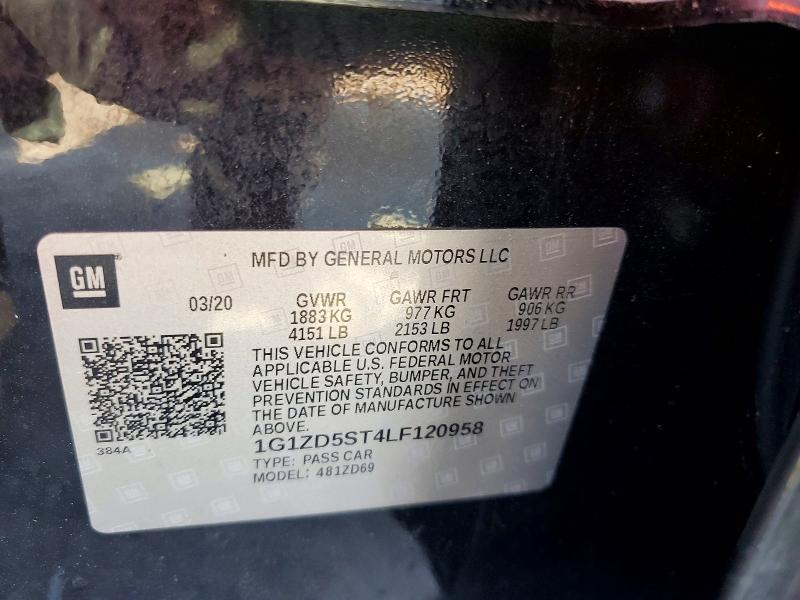 Aukcja sprzedaży 2020 Chevrolet Malibu, vin: 1G1ZD5ST4LF120958, numer aukcji: 56392126