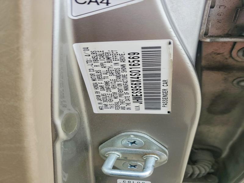 Продажа на аукционе авто 2004 Honda Civic, vin: JHMES956X4S016569, номер лота: 57430096