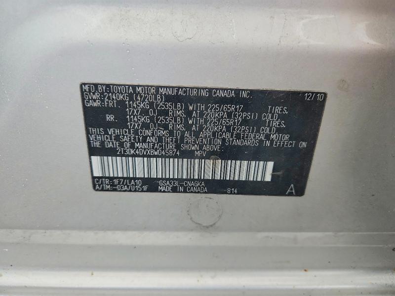 Продажа на аукционе авто 2011 Toyota Rav4, vin: 2T3DK4DVXBW045874, номер лота: 58237566