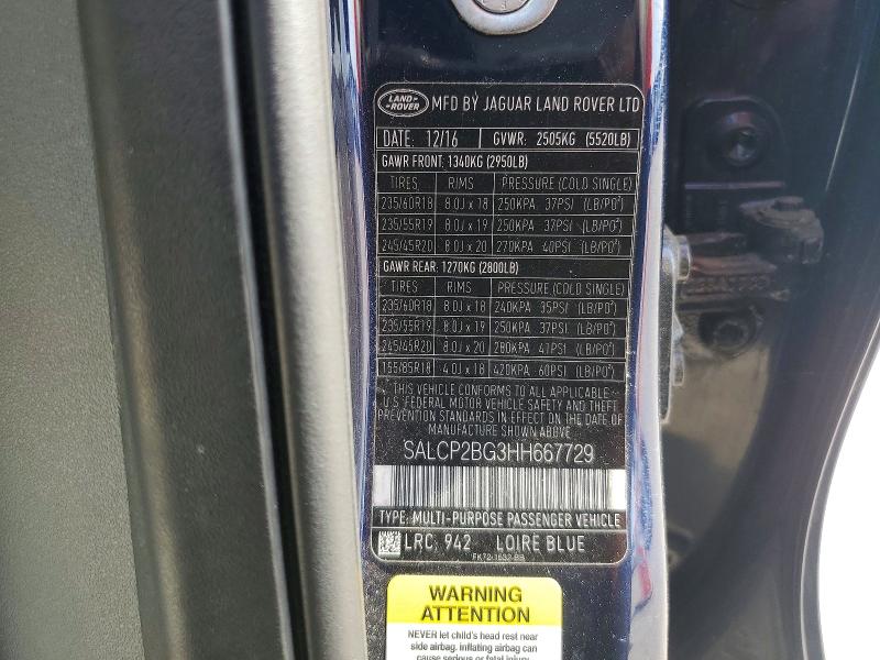 Продажа на аукционе авто 2017 Land Rover Discovery Sport, vin: SALCP2BG3HH667729, номер лота: 59076536
