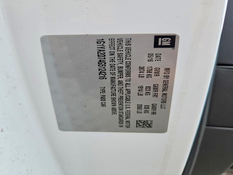 Продажа на аукционе авто 2016 Chevrolet Corvette, vin: 1G1YA2D74G5124216, номер лота: 56632756