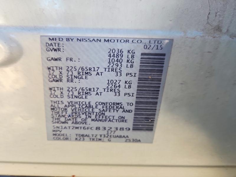 55971696 :رقم المزاد ، 5N1AT2MT6FC832389 vin ، 2015 Nissan Rogue مزاد بيع