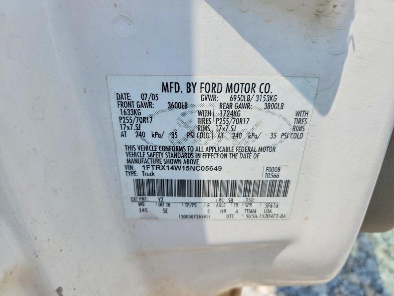 Aukcja sprzedaży 2005 Ford F150, vin: 1FTRX14W15NC05649, numer aukcji: 57271996