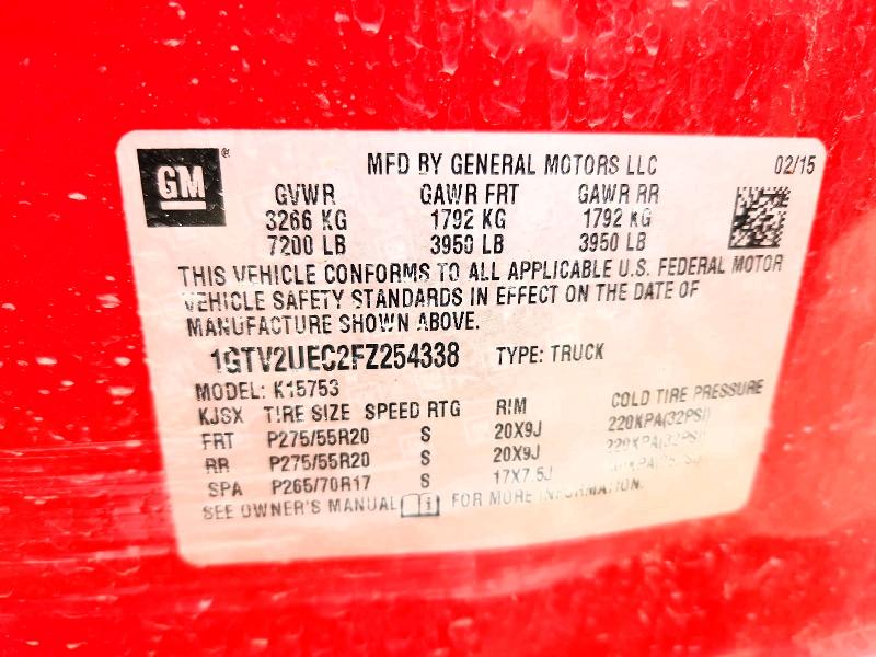 Aukcja sprzedaży 2015 Gmc Sierra, vin: 1GTV2UEC2FZ254338, numer aukcji: 58997256