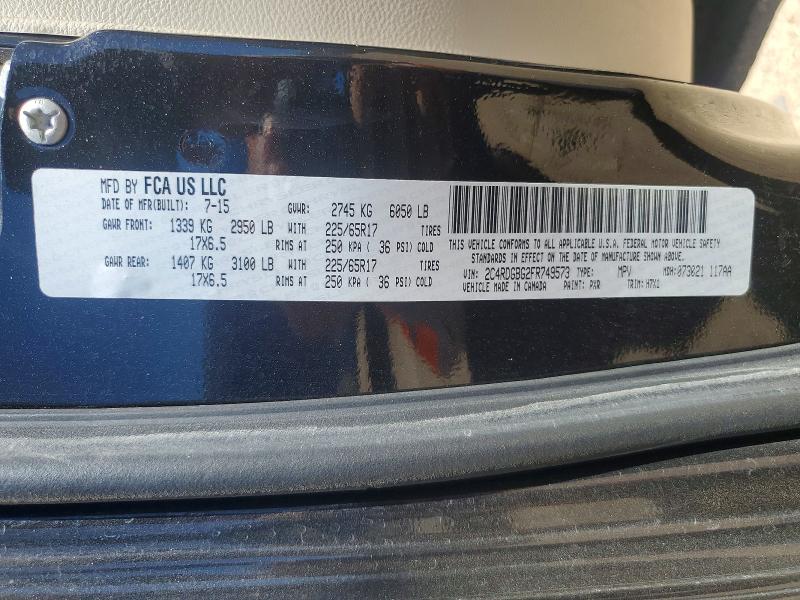 2015 Dodge Grand Caravan მანქანა იყიდება აუქციონზე, vin: 2C4RDGBG2FR749573, აუქციონის ნომერი: 56852126