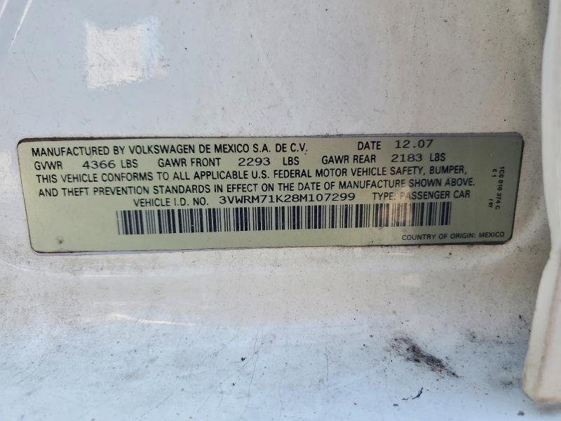 58197636 :رقم المزاد ، 3VWRM71K28M107299 vin ، 2008 Volkswagen Jetta مزاد بيع