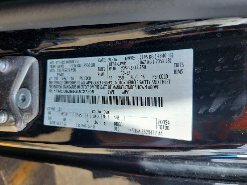 Aukcja sprzedaży 2016 Ford Escape, vin: 1FMCU9J94GUC27208, numer aukcji: 56485206