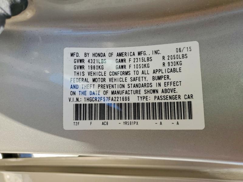 Aukcja sprzedaży 2015 Honda Accord, vin: 1HGCR2F57FA221696, numer aukcji: 57529826