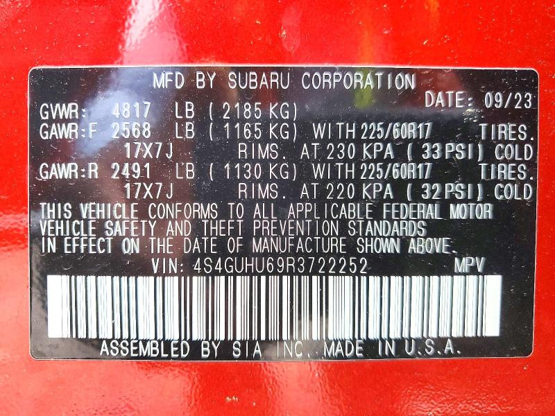 2024 Subaru Crosstrek მანქანა იყიდება აუქციონზე, vin: 4S4GUHU69R3722252, აუქციონის ნომერი: 57562156