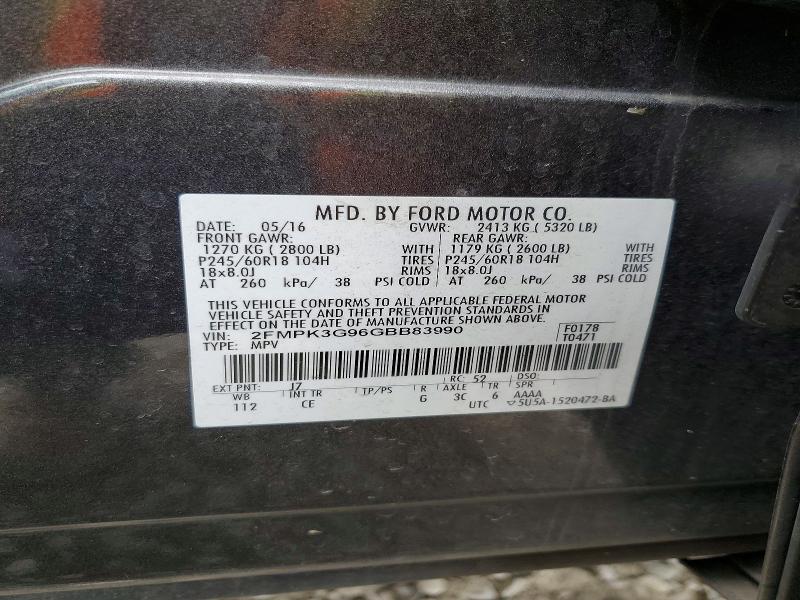 Продажа на аукционе авто 2016 Ford Edge, vin: 2FMPK3G96GBB83990, номер лота: 56507066