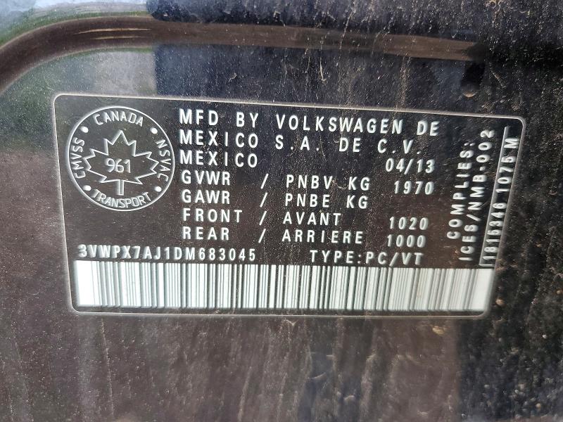 Aukcja sprzedaży 2013 Volkswagen Jetta, vin: 3VWPX7AJ1DM683045, numer aukcji: 55822196