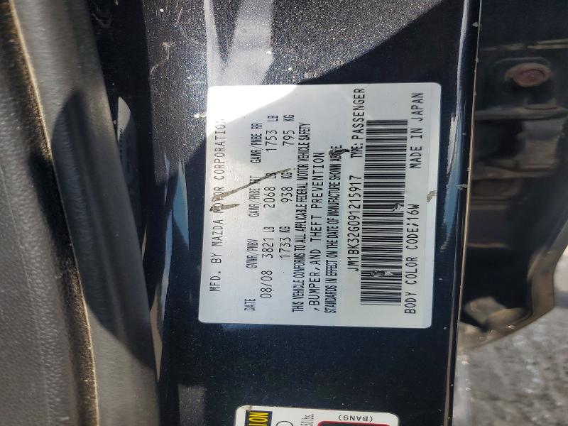 Aukcja sprzedaży 2009 Mazda 3, vin: JM1BK32G091215917, numer aukcji: 56708736
