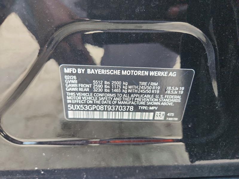 Продаж на аукціоні авто 2026 Bmw X3, vin: 5UX53GP08T9370378, номер лоту: 56676486