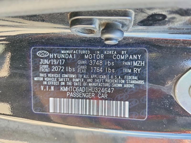 Aukcja sprzedaży 2017 Hyundai Veloster, vin: KMHTC6AD1HU324647, numer aukcji: 56166386