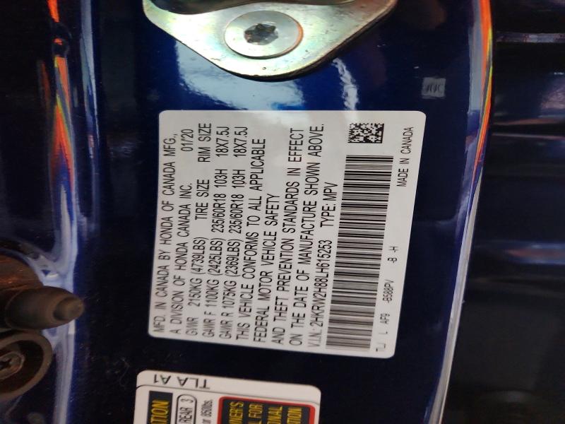 56250596 :رقم المزاد ، 2HKRW2H88LH615253 vin ، 2020 Honda Cr-v مزاد بيع