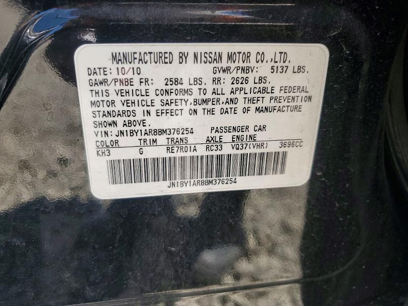 Aukcja sprzedaży 2011 Infiniti M37, vin: JN1BY1AR8BM376254, numer aukcji: 56821536
