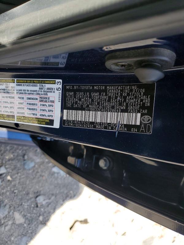 Aukcja sprzedaży 2006 Toyota Corolla, vin: 2T1BR32E46C628649, numer aukcji: 56818136