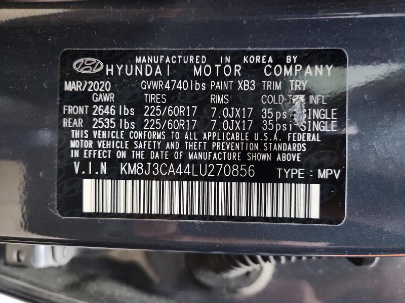 Aukcja sprzedaży 2020 Hyundai Tucson, vin: KM8J3CA44LU270856, numer aukcji: 55701016