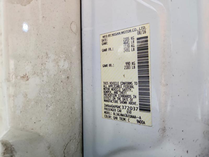 57778106 :رقم المزاد ، 1N4AA6AP6HC372037 vin ، 2017 Nissan Maxima مزاد بيع