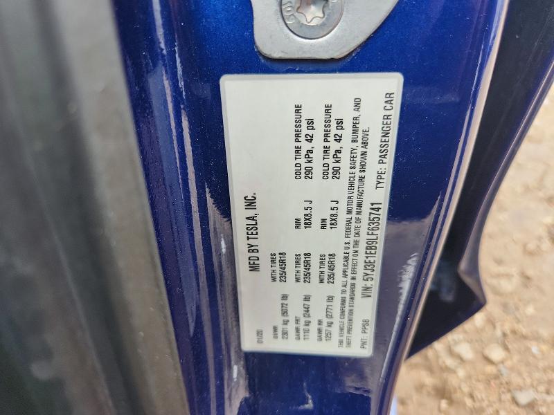 57686986 :رقم المزاد ، 5YJ3E1EB9LF635741 vin ، 2020 Tesla Model 3 مزاد بيع