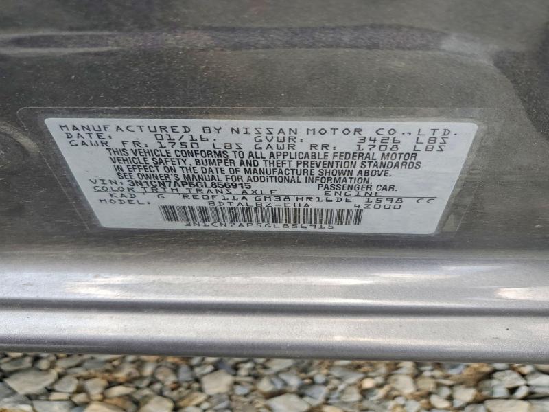 56693756 :رقم المزاد ، 3N1CN7AP5GL856915 vin ، 2016 Nissan Versa مزاد بيع