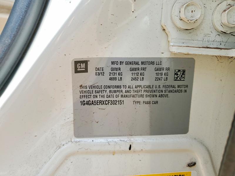 Продаж на аукціоні авто 2012 Buick Lacrosse, vin: 1G4GA5ERXCF302151, номер лоту: 58480306