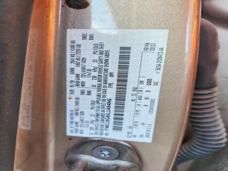 Продаж на аукціоні авто 2020 Ford Escape, vin: 1FMCU9G66LUA64942, номер лоту: 58217616