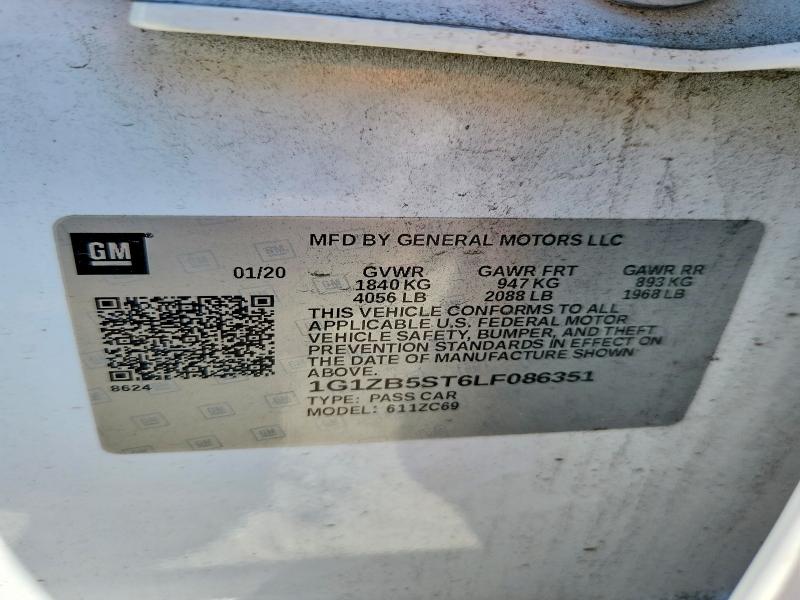 2020 Chevrolet Malibu მანქანა იყიდება აუქციონზე, vin: 1G1ZB5ST6LF086351, აუქციონის ნომერი: 55820966