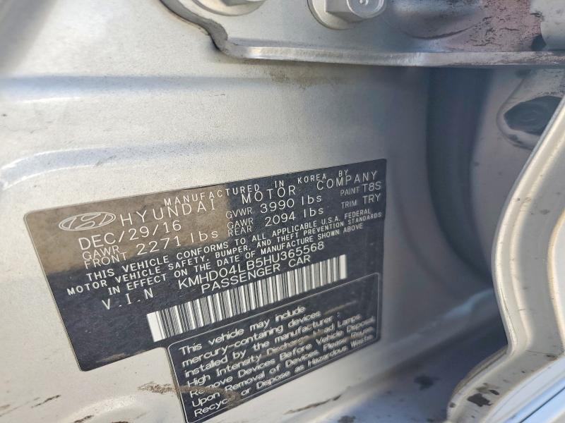 Продажа на аукционе авто 2017 Hyundai Elantra, vin: KMHD04LB5HU365568, номер лота: 56343266