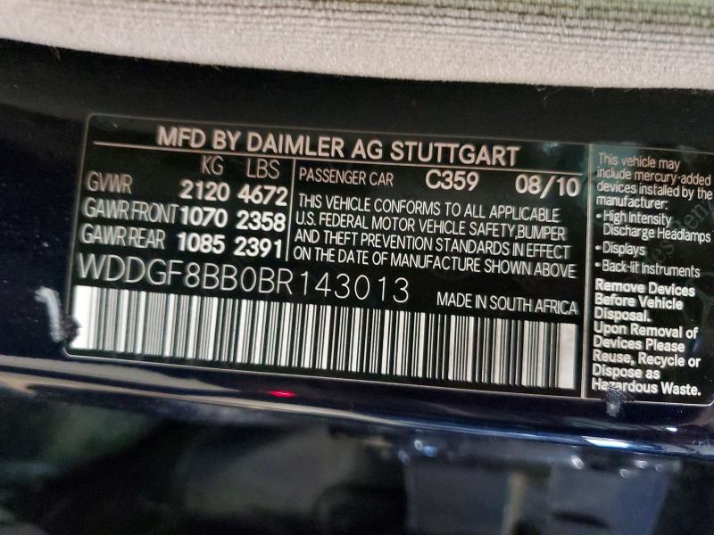 Продажа на аукционе авто 2011 Mercedes-benz C, vin: WDDGF8BB0BR143013, номер лота: 58357236
