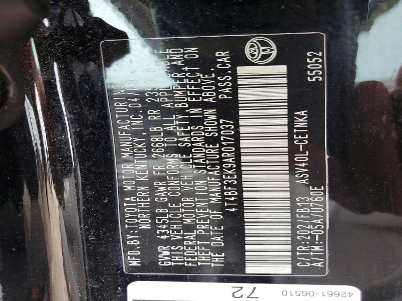 Продаж на аукціоні авто 2010 Toyota Camry, vin: 4T4BF3EK9AR017037, номер лоту: 95586655