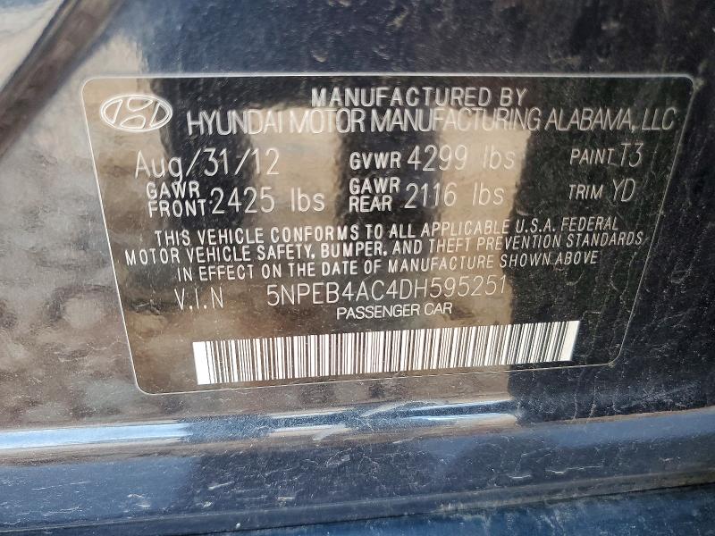 Продаж на аукціоні авто 2013 Hyundai Sonata, vin: 5NPEB4AC4DH595251, номер лоту: 58911896