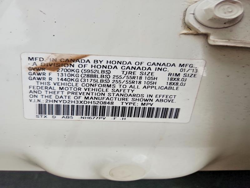 2013 Acura Mdx მანქანა იყიდება აუქციონზე, vin: 2HNYD2H3XDH520848, აუქციონის ნომერი: 57965166