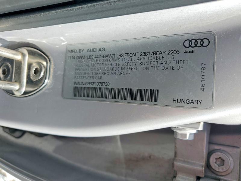 77248015 :رقم المزاد ، WAUAJGFFXF1078730 vin ، 2015 Audi A3 مزاد بيع