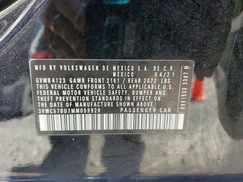 Продаж на аукціоні авто 2021 Volkswagen Jetta, vin: 3VWC57BU7MM059926, номер лоту: 58035426