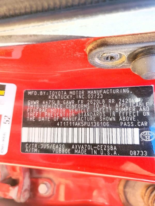 Aukcja sprzedaży 2023 Toyota Camry, vin: 4T1T11AK5PU136106, numer aukcji: 55894426