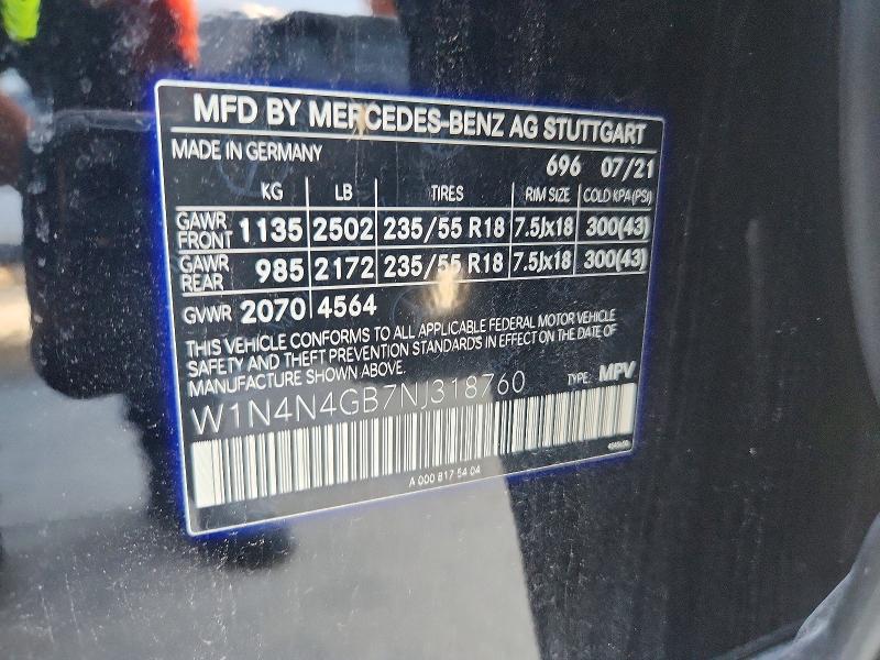 55748096 :رقم المزاد ، W1N4N4GB7NJ318760 vin ، 2022 Mercedes-benz Gla مزاد بيع