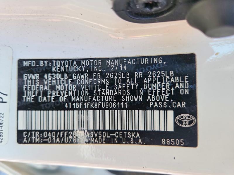 Aukcja sprzedaży 2015 Toyota Camry, vin: 4T1BF1FK8FU906111, numer aukcji: 57025836