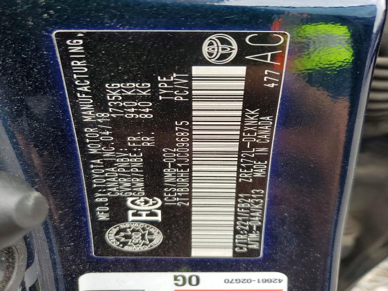 57194396 :رقم المزاد ، 2T1BURHE1JC096875 vin ، 2018 Toyota Corolla مزاد بيع
