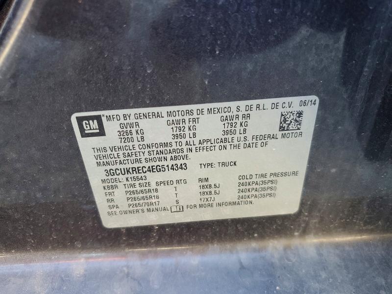 Продажа на аукционе авто 2014 Chevrolet Silverado, vin: 3GCUKREC4EG514343, номер лота: 55652716