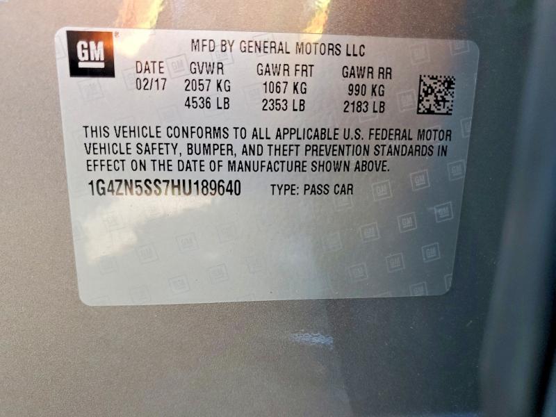 Продажа на аукционе авто 2017 Buick Lacrosse, vin: 1G4ZN5SS7HU189640, номер лота: 57059306