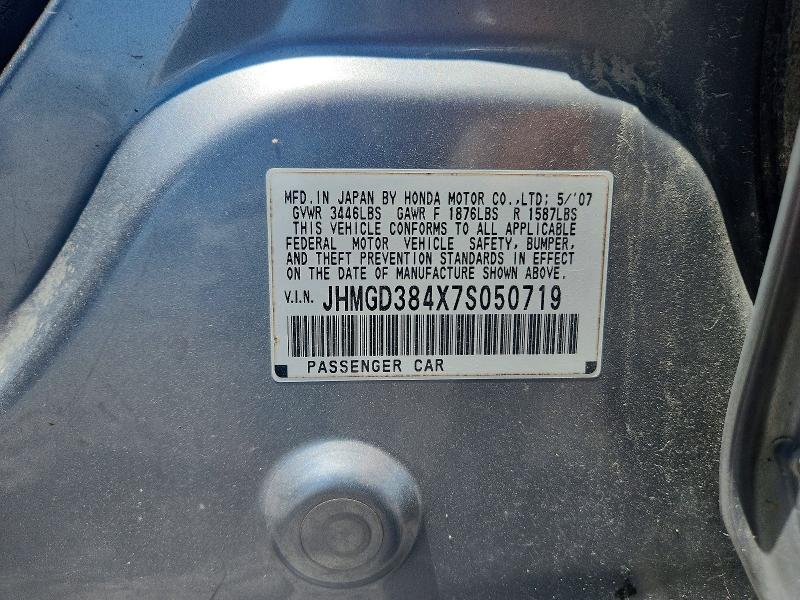 Aukcja sprzedaży 2007 Honda Fit, vin: JHMGD384X7S050719, numer aukcji: 58131036
