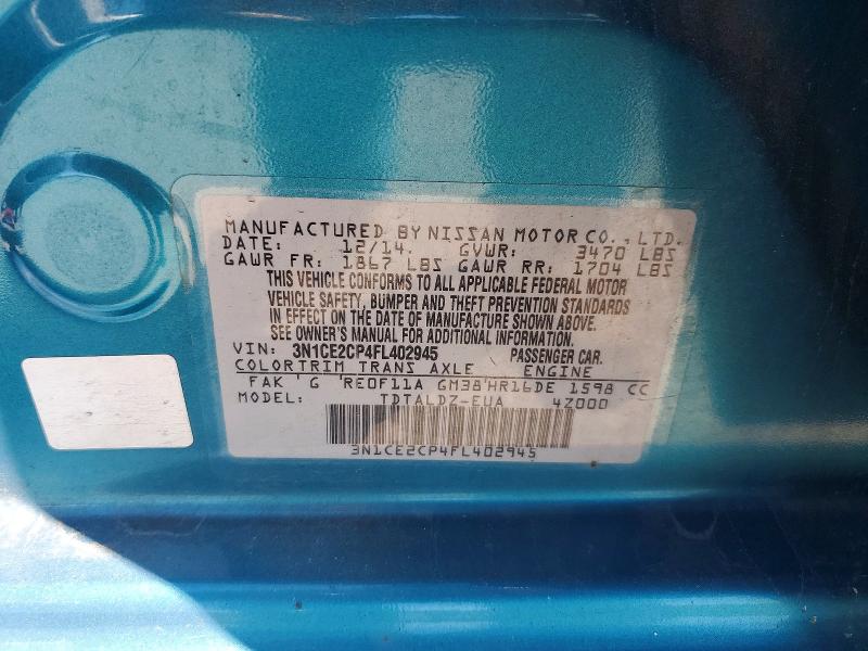 55991196 :رقم المزاد ، 3N1CE2CP4FL402945 vin ، 2015 Nissan Versa Note مزاد بيع