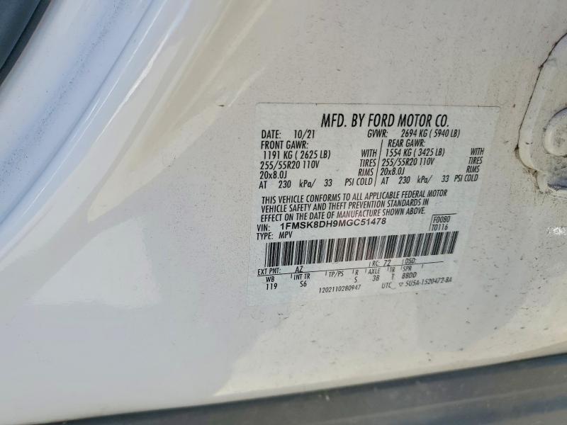 Продажа на аукционе авто 2021 Ford Explorer, vin: 1FMSK8DH9MGC51478, номер лота: 56185166