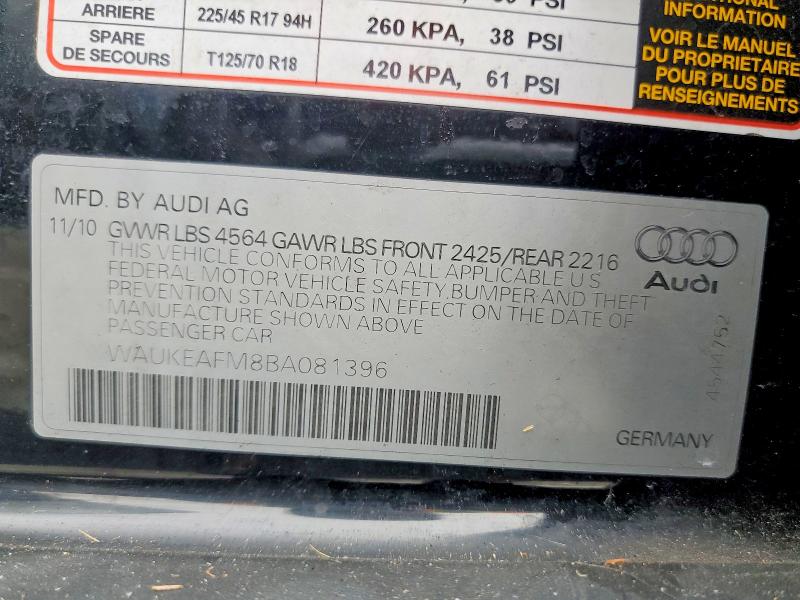 2011 Audi A3 მანქანა იყიდება აუქციონზე, vin: WAUKEAFM8BA081396, აუქციონის ნომერი: 57419866