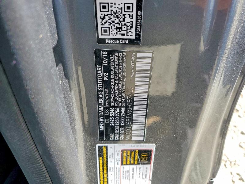 Aukcja sprzedaży 2019 Mercedes-benz E, vin: WDD1J6BB9KF087437, numer aukcji: 52004906