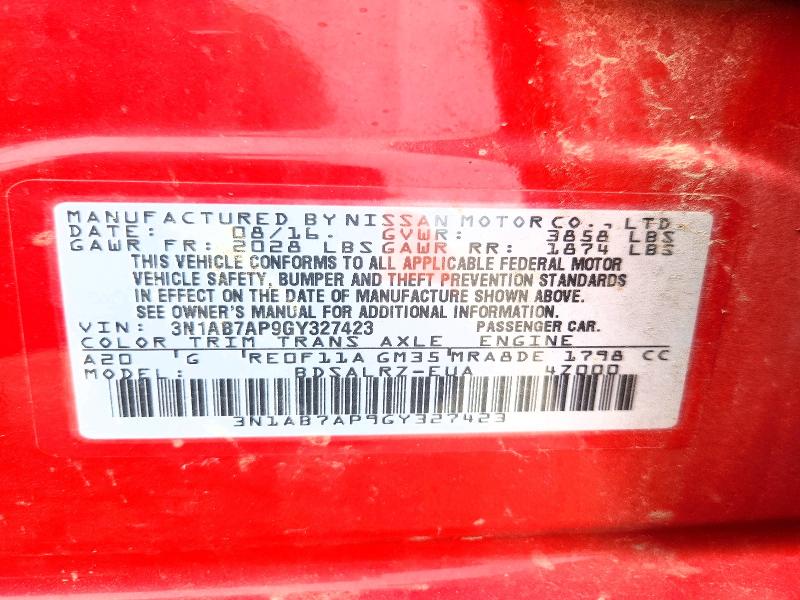 Продажа на аукционе авто 2016 Nissan Sentra, vin: 3N1AB7AP9GY327423, номер лота: 56574746