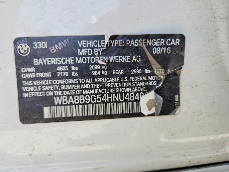 58984306 :رقم المزاد ، WBA8B9G54HNU48482 vin ، 2017 Bmw 330 مزاد بيع
